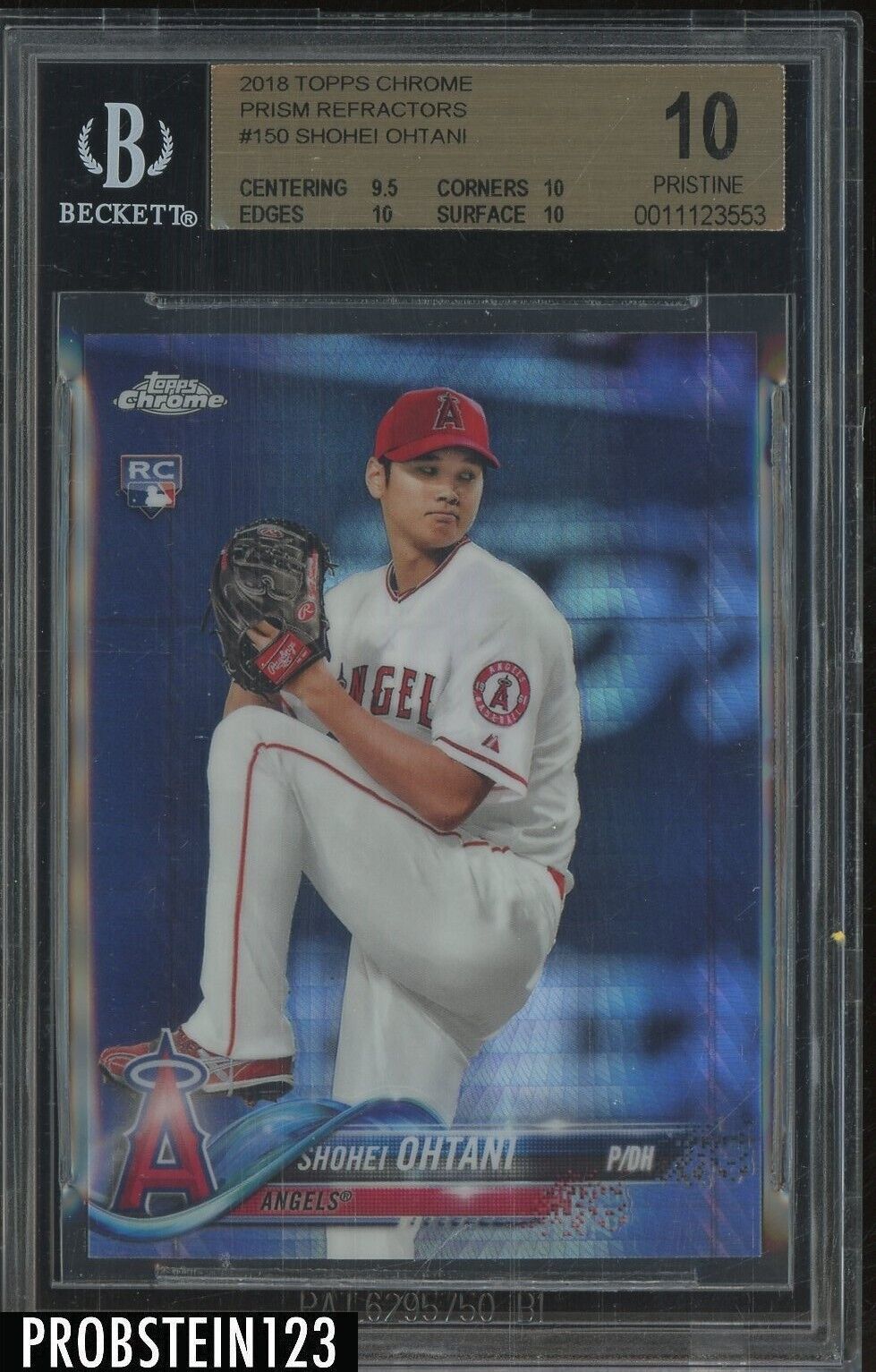 2018 Topps Chrome Prism Refractor #150 Shohei Ohtani Angels RC Rookie BGS 10