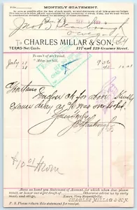 RICEVUTA BOLLLHEAD EPHEMERA Charles Millar & Son Utica New York 9/1 1898 - Foto 1 di 2