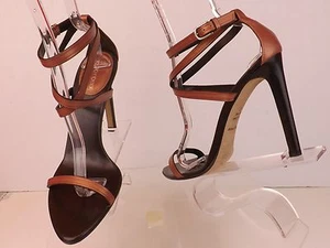 NUEVAS SANDALIAS ZAPATOS SERGIO ROSSI ORO ROSA CUERO TOBILLO CORREA TACÓN 40 - Imagen 1 de 9