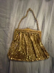  Vintage Whiting and Davis Co. Gold Mesh Evening Bag  - Picture 1 of 6