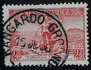 1936 Australia 2d Scarlet Tasmanian Cable Stamp KANGAROO GROUND VIC Postmark - Picture 1 of 2