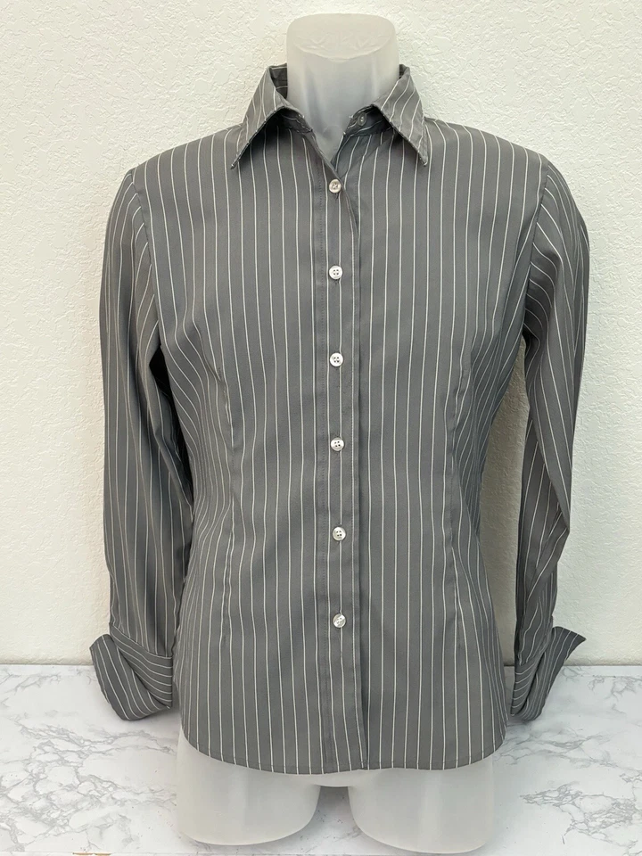 Camisa DCC elástica manga larga abotonada para hombre S gris a rayas moderna G1 Foto 1 de 4