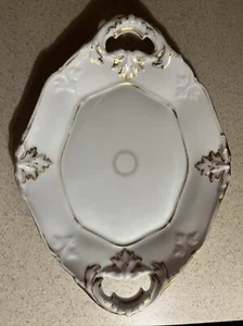 Antique 19 century Old Paris porcelain platter Oval Tray White Gold Wedding band - Picture 1 of 13