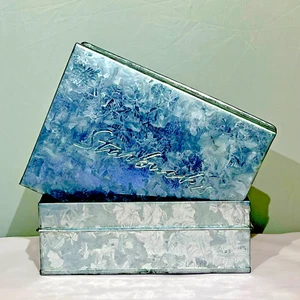 Rare Starbucks Candy Box Engraved Brushed Silver Metal Tin Rustic Collectible - Picture 1 of 16