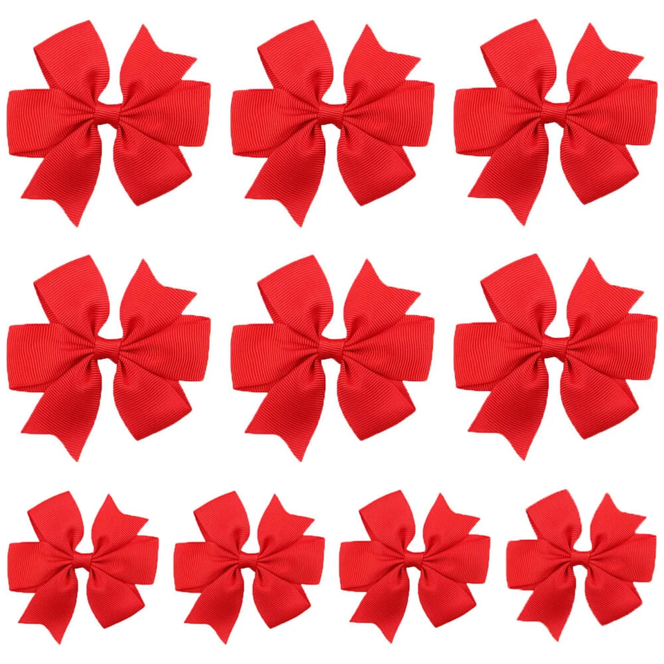 10 Packs Baby Girls Cute Ribbon Bows Hair Clips Toddler Solid Color Hairpins - Image 1 of 1