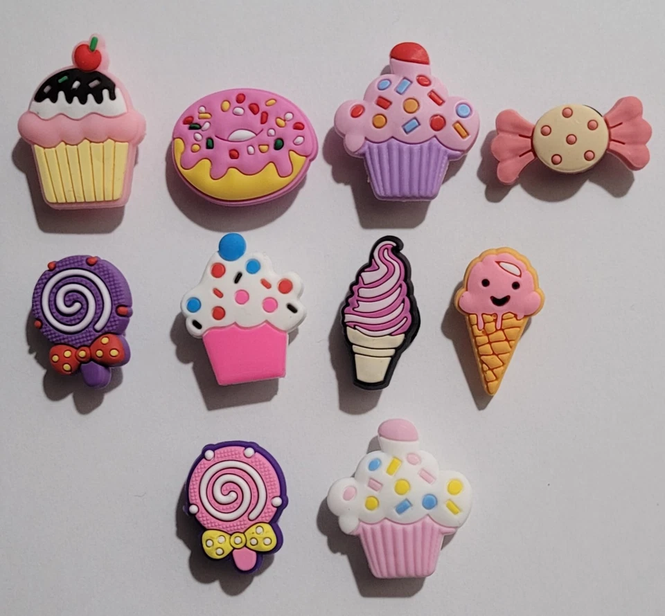 10 uds. Dijes para zapatos ICE CREAM/DULCE para cocodrilos Foto 1 de 1