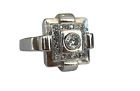 Original Art Deco Platina Ring with Diamonds Approx 0, 40 Ct