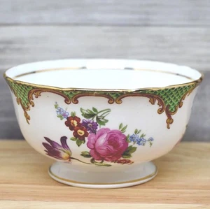 Vintage Aynsley WILTON Green Sugar Bowl, Floral, England - Picture 1 of 4