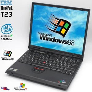 Notebook IBM ThinkPad T23 Intel Pentium 3 1000MHZ Laptop Windows 98 LAN DVD Top - Picture 1 of 9