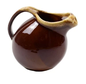 Jarra de bolas de esmalte por goteo marrón vintage a prueba de horno de casco EE. UU. con labio de hielo ~ usada en excelente estado - Imagen 1 de 10