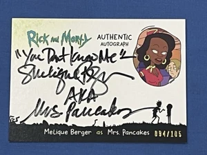 Rick & Morty Cryptozoic Autograph MeLique Berger Mrs. Pancakes SUPER RARE READ - Picture 1 of 5