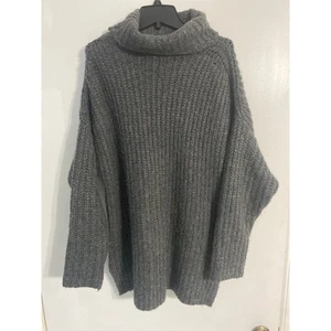 Abercrombie & Fitch oversized sweater women’s L gray chunky knit turtleneck  - Picture 1 of 5