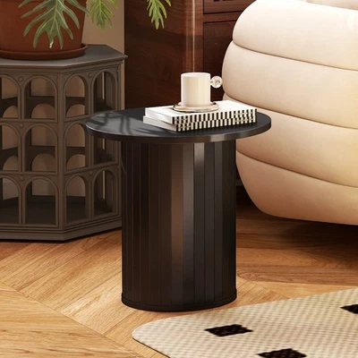 COSVALVE 15.7" Black Small Round Side Table Circle End Table Farmhouse Bedroom - Image 1 of 4