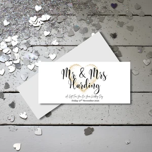 Personalised Heart Mr & Mrs Wedding Money Wallet - Customisable Names & Date - Picture 1 of 3