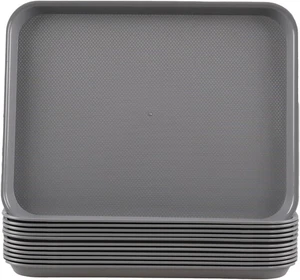 Plastic Fast Food Serving Tray, 12 Pack Restaurant Trays, Grey - Picture 1 of 7