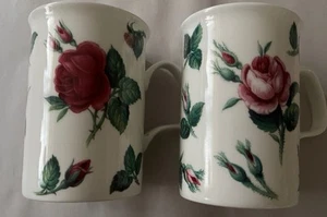 2 Roy Kirkham Fine Bone China Mug Rose Flowers Malmaison Coffee Tea Cup England - Picture 1 of 5