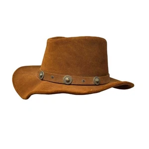 Minnetonka M 6 7/8 Outback Western Cowboy Hat Cap Leather Made in USA Vintage - Picture 1 of 11