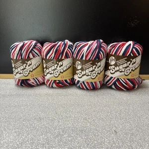 LILY Sugar 'n Cream Yarn Ombres Cotton 2oz 95 Yds RED WHITE BLUE Set Of 4 - Picture 1 of 4