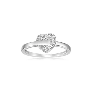 925 Sterling Silver Heart Promise Ring With 0.05 CTTW Diamonds Rare Gift For Her - Picture 1 of 33