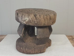 Old Early Antique Primitive Wooden Chopping Block Pedestal Woodenware RARE - Picture 1 of 13