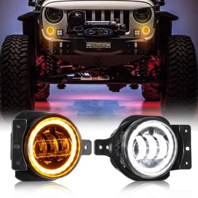 LED Fog Light Lamp Kit w/ DRL Turn Signal For 2018-2022 Jeep Wrangler JL JLU - Image 1 of 4
