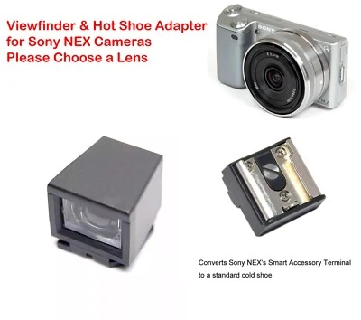 Viewfinder finder & Hot Shoe adapter Sony NEX 3 C3 5 5N 16mm 20mm 24mm 30mm lens - Image 1 of 4