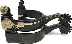 AJ Tack Men's Antique Brown Revolver Spurs - Picture 1 of 5