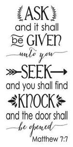 Schablone * Ask Seek Knock * 12x24 zum Malen von Schildern, Stoff, Leinwand Bibelvers - Bild 1 von 1