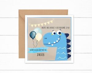 Personalised Birthday Card Boys Dinosaur ANY AGE Son Grandson Nephew Friend 