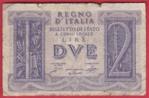 R* ITALY 2 LIRE 1939 P-27 USED DETAILS #5147 - Picture 1 of 2