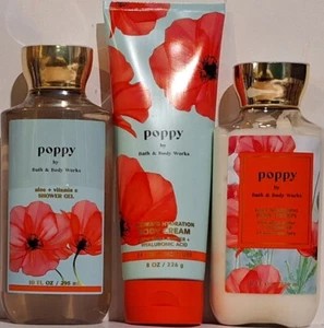 Bath & Body Works Poppy Shower Gel,Body Cream,& Body Lotion 3pc Gift Set  - Picture 1 of 1