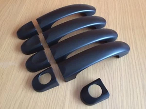 MATT BLACK 4 DOOR HANDLE COVERS FITS VW TRANSPORTER T5 T6 CARAVELLE VW CADDY VAN - Picture 1 of 1