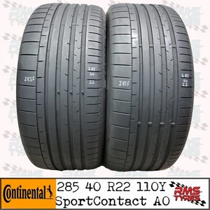 285 40 R 22 x2 Continental 110Y AO XL Part Worn Used Tyres 28540R22x2 5-5.4mm - Picture 1 of 19