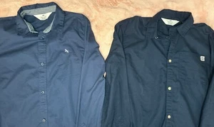 HM Boys Button Up/Down Navy Shirt Duo Pack US Size 14 - Picture 1 of 23