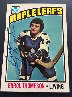 1976 Topps Toronto Maple Leafs Errol Thompson Autograph Card - Image 1 of 4