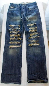 VTG Dolce Gabbana Jeans Men 32x32 Blue Factory Distressed Designer Made in Italy - Picture 1 of 3