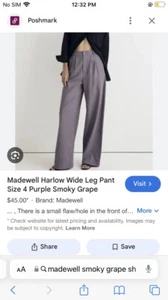 Madewell Harlow Wide Leg Pants Smoky Grape Sz 2P Women’s New Clearance - Picture 1 of 6