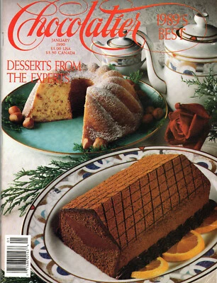 CHOCOLATIER Magazine January 1990 Swiss Truffle Cake Desserts from the Experts - Image 1 of 3