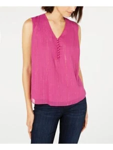 Maison Jules Top V Neck Metallic Stripe Button Tank Purple Sz S NEW NWT 394 - Picture 1 of 2