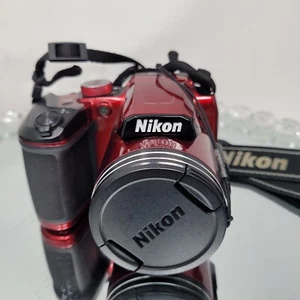 NIKON COOLPIX B500 16.0MP DIGITAL CAMERA 40x ZOOM WI-FI FULL HD TILT SCREEN RED - Picture 1 of 12