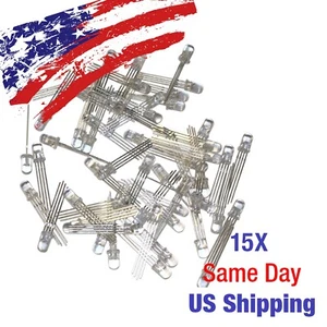 RGB LED Clear Super Bright 5mm Common Cathode 4 Pin CC 15PCS US SHIP TODAY! - Picture 1 of 4