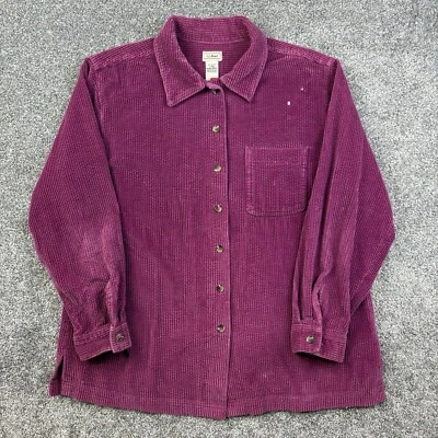 LL Bean Corduroy Shirt Women's Large Pink Wide Wale Button Up Shacket Outdoors - Image 1 of 4