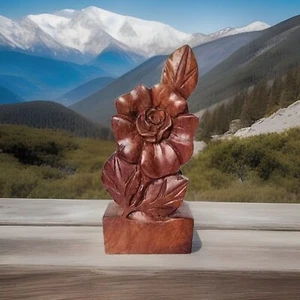 Vintage Hand Carved Wood Flower Napkin Letter Holder Philippines Cottagecore! - Picture 1 of 5
