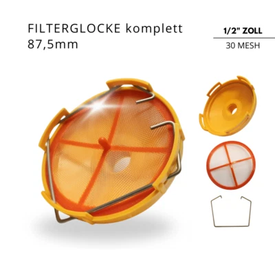 A&O Filterglocke 1/2" für Airless Spritzgeräte inkl. Filterscheibe + Sicherungsring