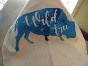 ~Natural Canvas Tote~ Wild & Free~ bison buffalo new Creatively Yours reusable 