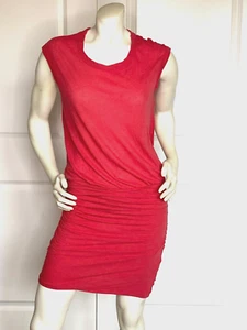 STANDARD JAMES PERSE RED COTTON BLEND SLEEVELESS RUCHED SHORT DRESS SIZE: 1 - Picture 1 of 8
