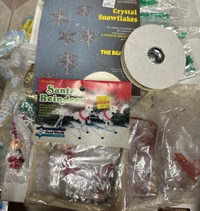 Vintage Lot Of Partially Made Ornament Kits Plus New Santa And Reindeer Kit - Picture 1 of 8