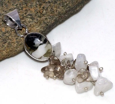 Colgante Uvas Cobre Blanco Búfalo Turquesa Piedra Lunar Cuentas 2.5" GW Foto 1 de 3