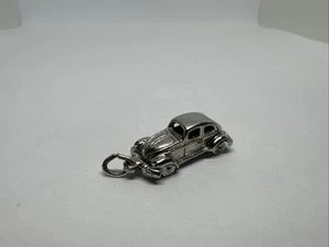 Vintage Sterling silver VOLKSWAGON BEETLE style CHARM COUP CAR 3-D C3 - Picture 1 of 8