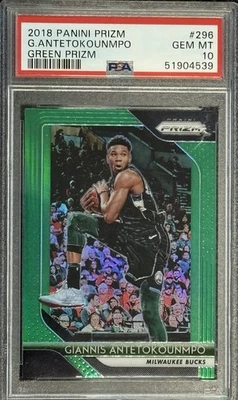 2018-19 Prizm Giannis Antetokounmpo Prizm Green #296 PSA 10 Bucks Color Match - Image 1 of 2